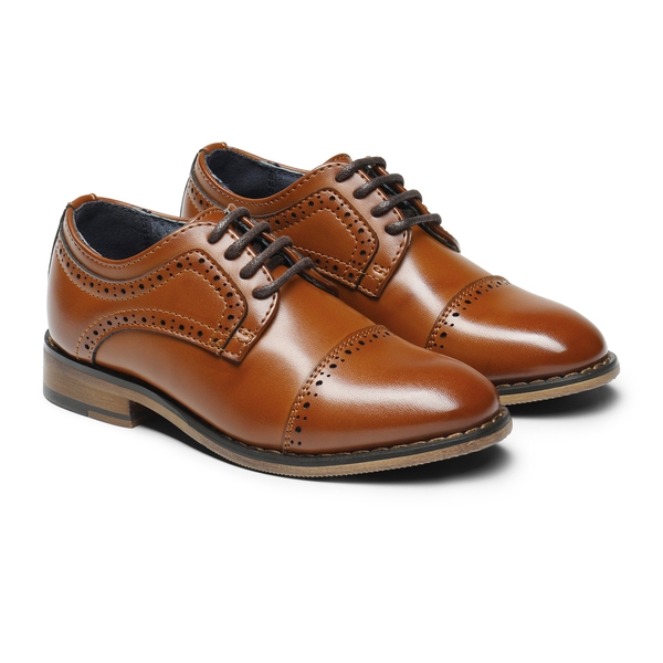 Boys' Dress Shoes with Non-Slip Outsole - BROWN - 5